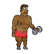 Cartoon Man Lifting Weights N18