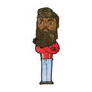 cartoon serious man with beard N13