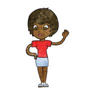 Cartoon Woman Waving N208