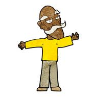 cartoon old man spreading arms wide N5