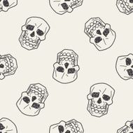 skull doodle seamless pattern background N10