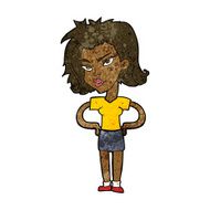 cartoon woman with hands on hips N134