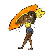 cartoon woman carrying canoe N7