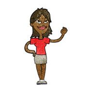 Cartoon Woman Waving N211