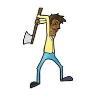 cartoon man swinging axe N7