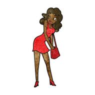 cartoon woman looking in handbag N6