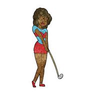 Cartoon Woman Playing Golf N15