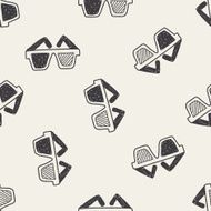 3d glasses doodle seamless pattern background N2