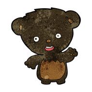 cartoon black bearcub waving