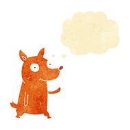 cartoon little dog waving with thought bubble N11