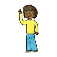 cartoon friendly boy waving N7