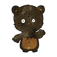 cartoon black bearcub waving N2