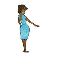 cartoon pretty woman looking at nails N6