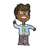 cartoon school boy raising hand N6