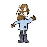 cartoon angry old man in patched clothing N7