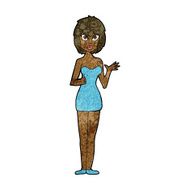cartoon confused woman in cocktail dress N7