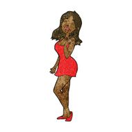 cartoon pretty woman in cocktail dress N7