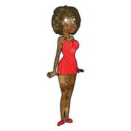cartoon surprised woman in short dress N7