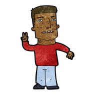 Cartoon Man Giving Peace Sign N36