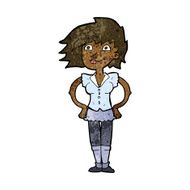 cartoon woman with hands on hips N136