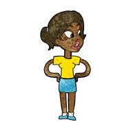 cartoon woman with hands on hips N139