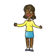 cartoon happy woman shrugging shoulders N10