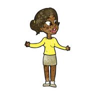cartoon pretty woman explaining something N7
