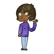 cartoon waving woman N88