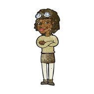 cartoon woman with crossed arms and safety goggles N6