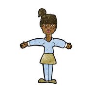 cartoon woman shrugging shoulders N306