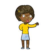 cartoon waving woman N89