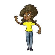 cartoon pretty woman waving N55