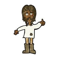 cartoon hippie man giving thumbs up symbol N7