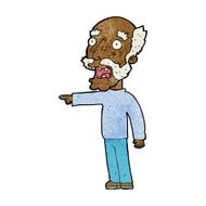 cartoon scared old man pointing N7
