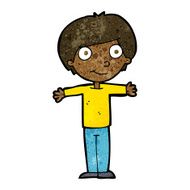 cartoon happy boy with open arms N13