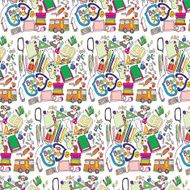 Hand drawn Seamless vector pattern back to school doodle