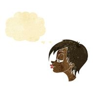 cartoon pretty woman with thought bubble N298