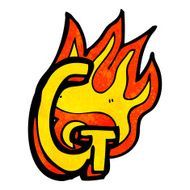 cartoon flaming letter N63