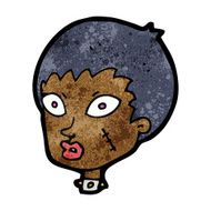 cartoon female zombie head N6