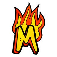 cartoon flaming letter N66