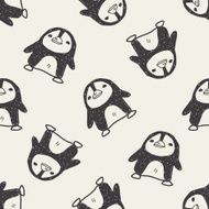 penguin doodle seamless pattern background N2