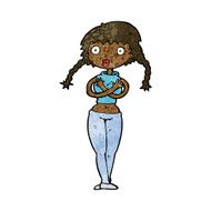 cartoon offended woman covering herself N6