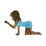 cartoon woman on all fours N13