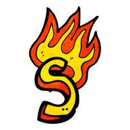 cartoon flaming letter N73