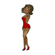 cartoon attractive woman in short dress N7
