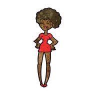 cartoon happy woman with hands on hips N11