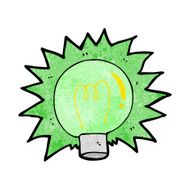 cartoon flashing green light bulb N6