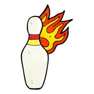 cartoon ten pin bowling skittle on fire N3