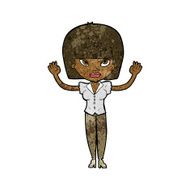 cartoon woman with raised hands N6