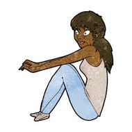 cartoon happy woman sitting N10